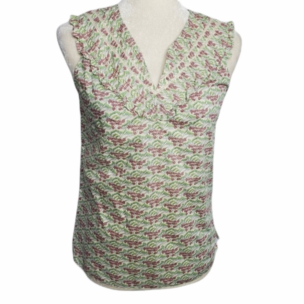 KATAYONE ADELI blouse sleeveless tiny‎ floral ruffle top XS